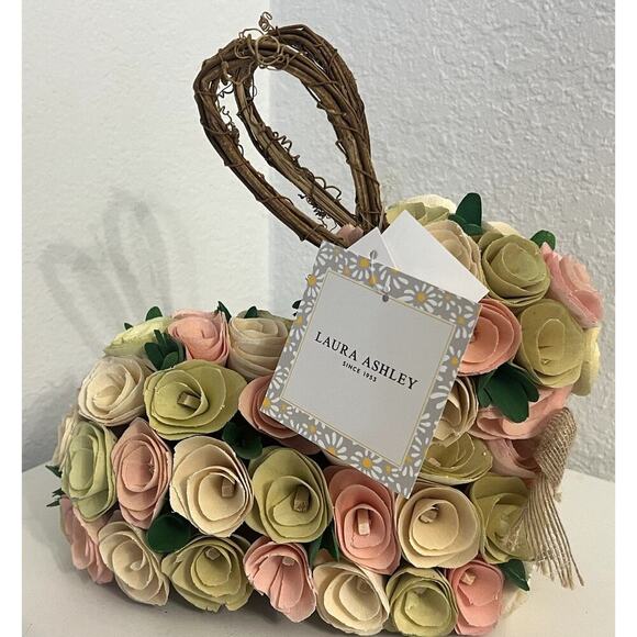 Laura Ashley Dried Pastel Roses Easter Bunny Wicker Ears and Bow - Table Decor - Picture 3 of 5